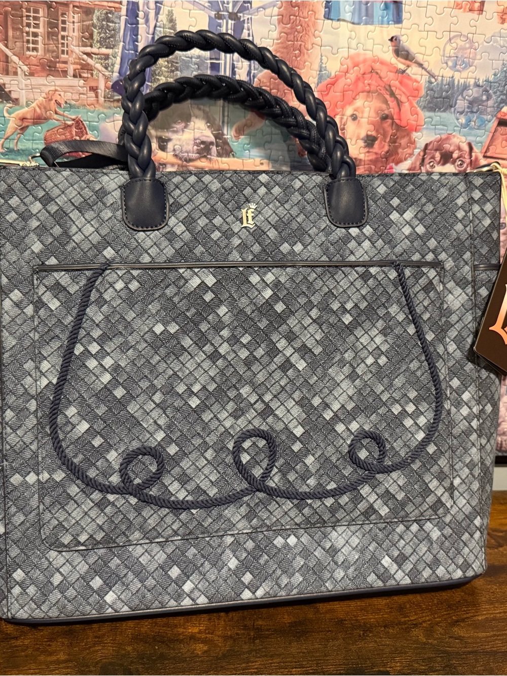 Loungefly Woven Faux Denim Convertible Backpack/Tote Bag